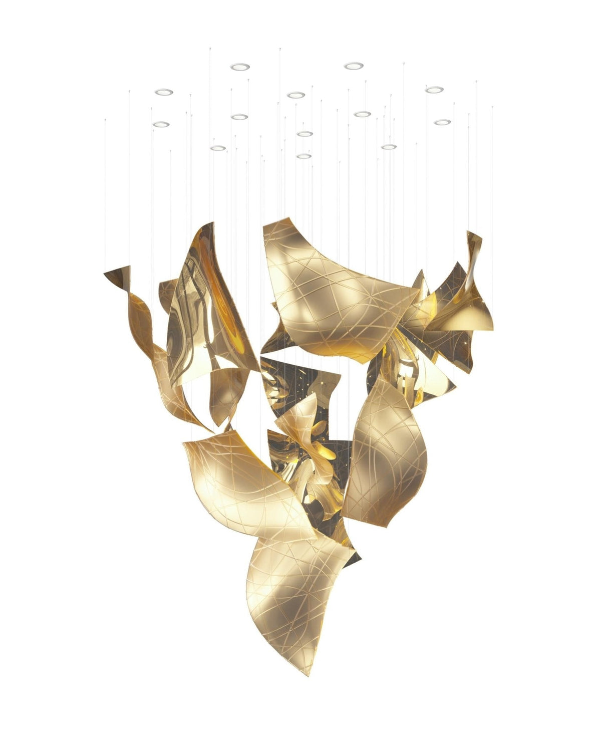 Alnoror sculpturale hanglamp met goudkleurige afwerking