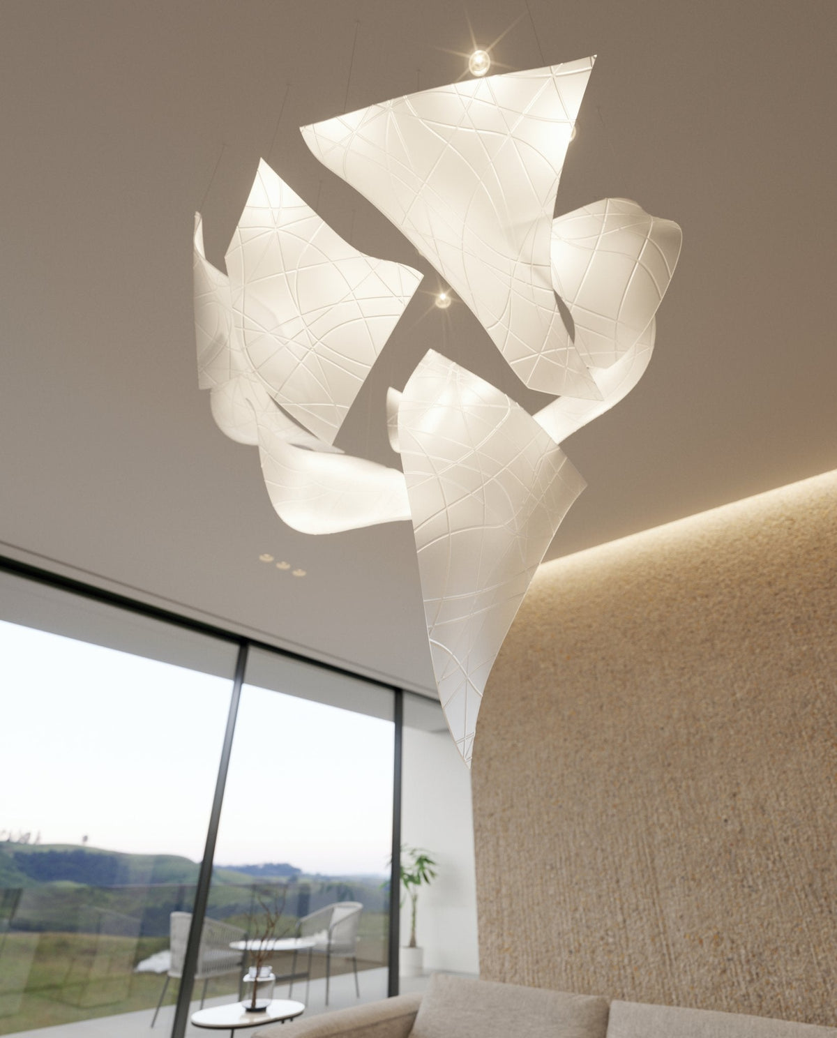 Alnoror sculpturale hanglamp met goudkleurige afwerking