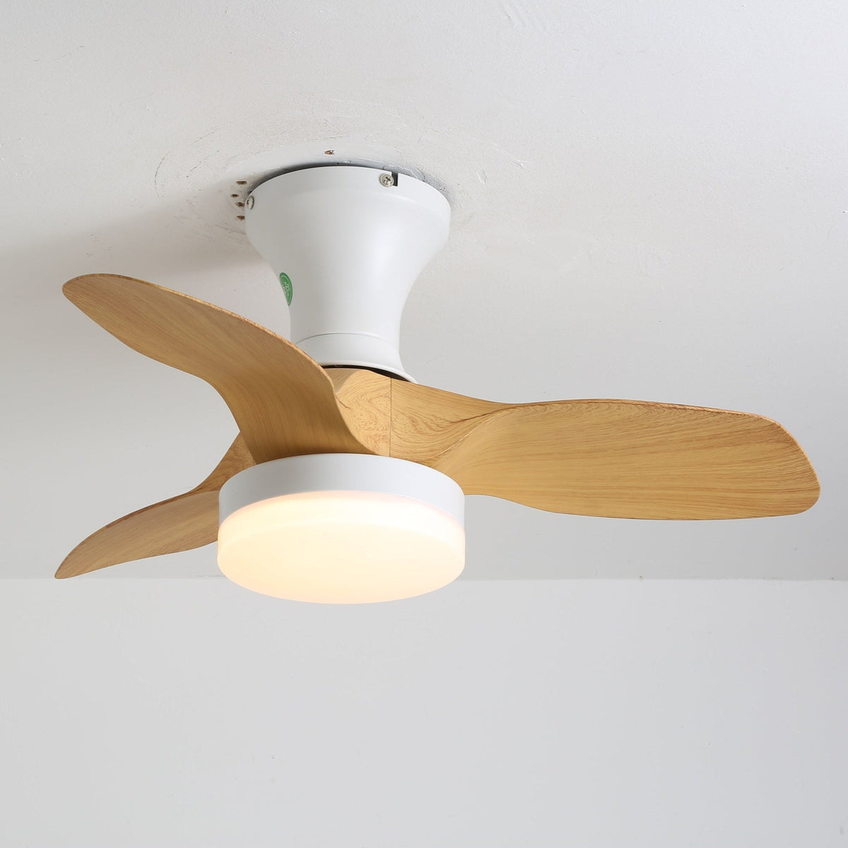 Syliseon Minimalistisch Wit Hout Plafondventilator met lamp
