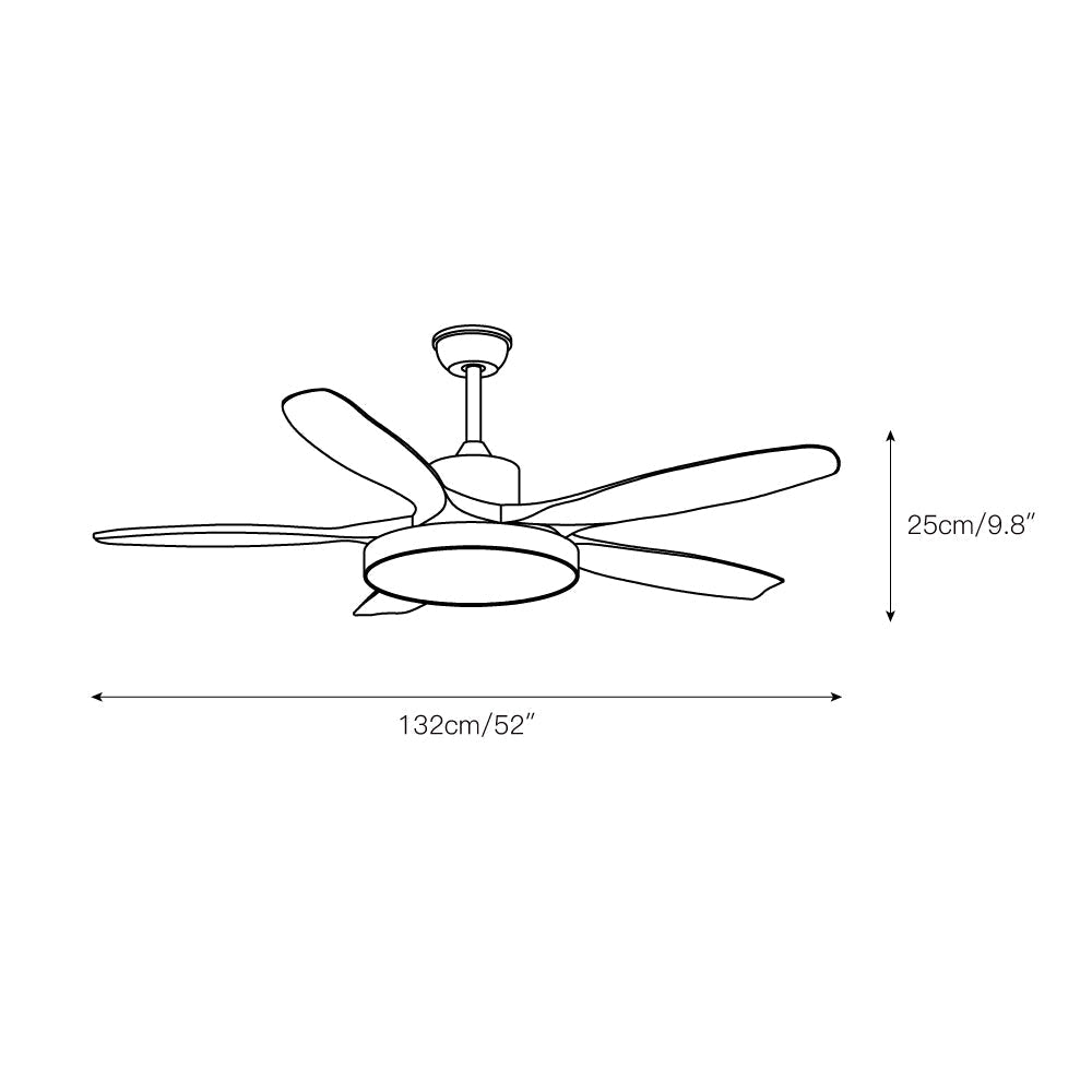 Teriinena plafondventilator met verlichting
