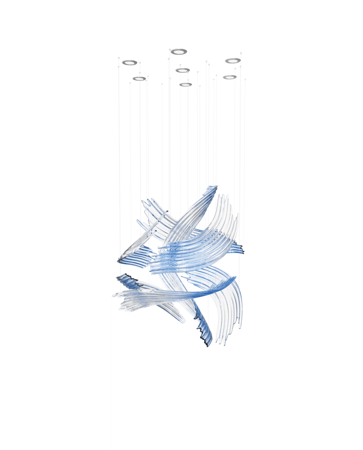Indigo Brush Abstract Art Blauw & Helder glas Kroonluchter