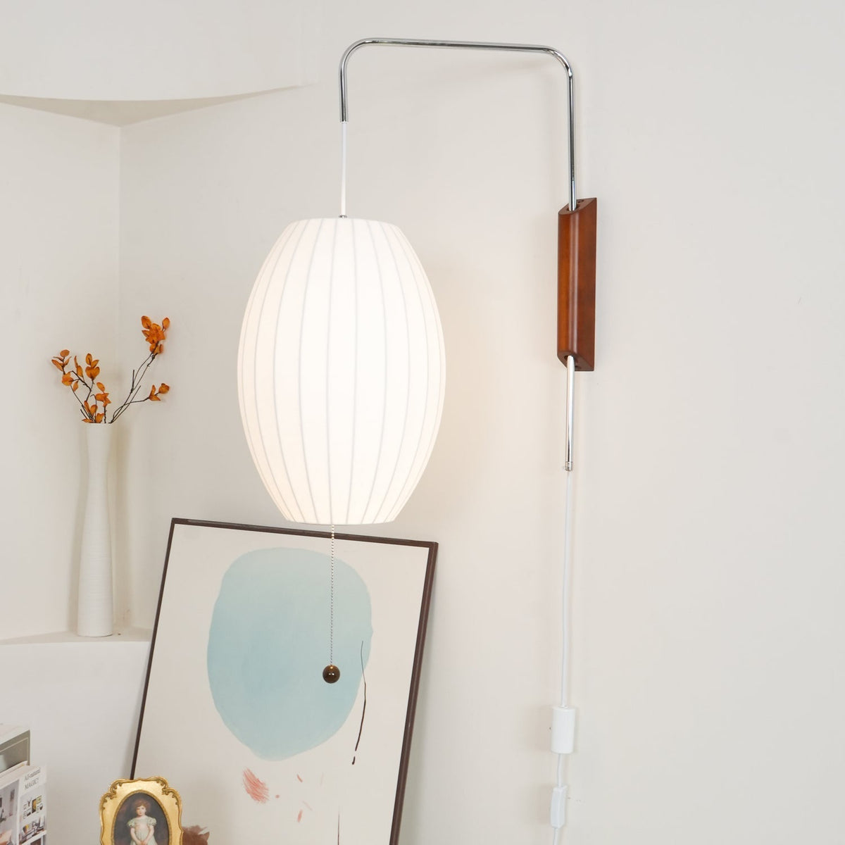 Aldinira wandlamp walnoot bal