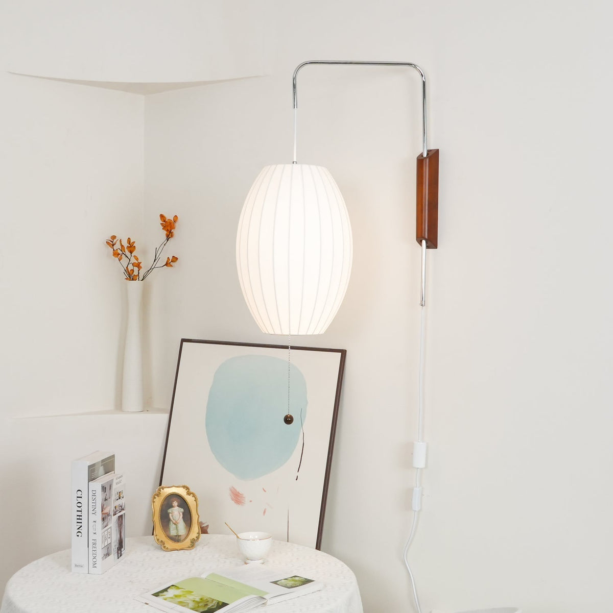 Aldinira wandlamp walnoot bal