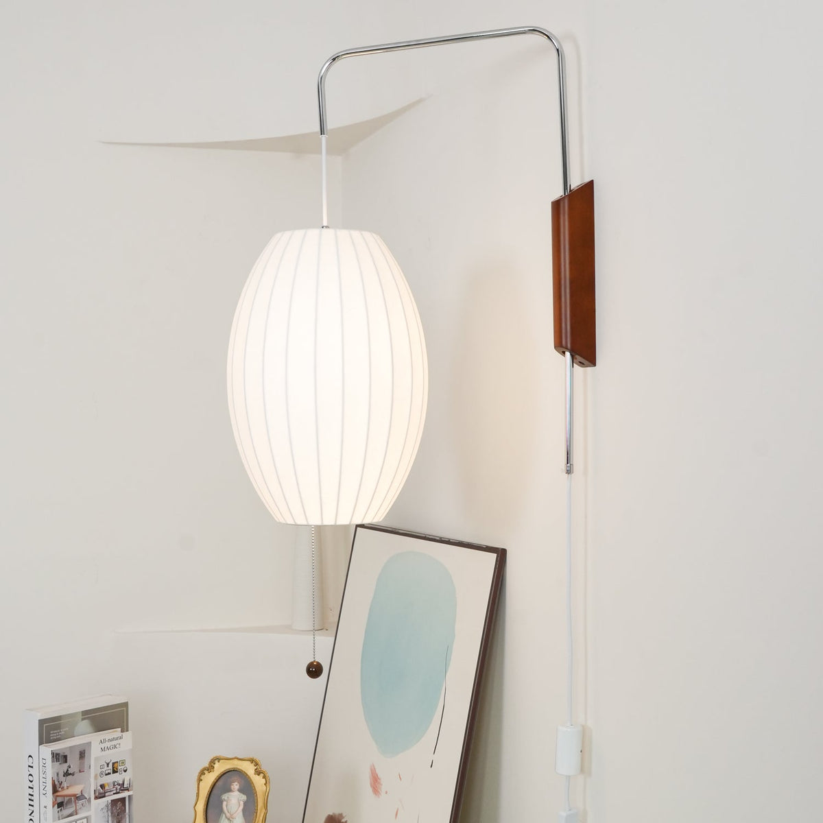 Aldinira wandlamp walnoot bal
