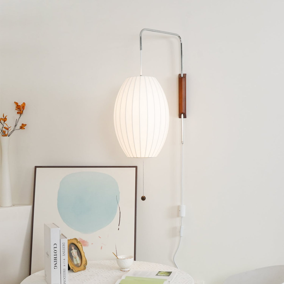 Aldinira wandlamp walnoot bal