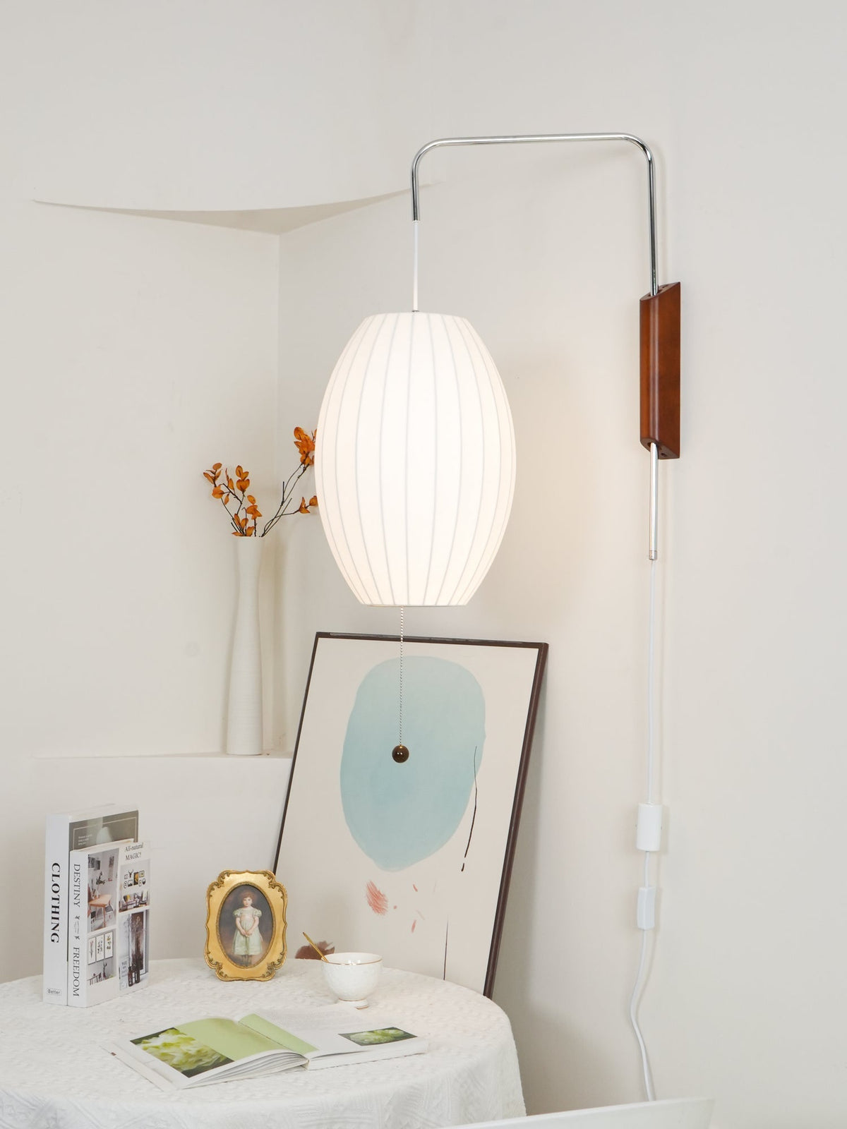 Aldinira wandlamp walnoot bal