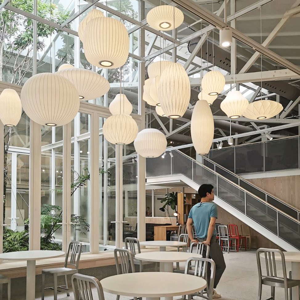Bis hanglamp van zijde en staal