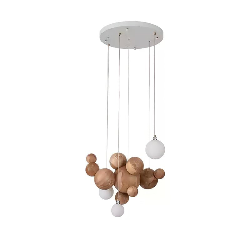 Elveraria Kroonluchter Hout & Acryl Bubbels Cluster