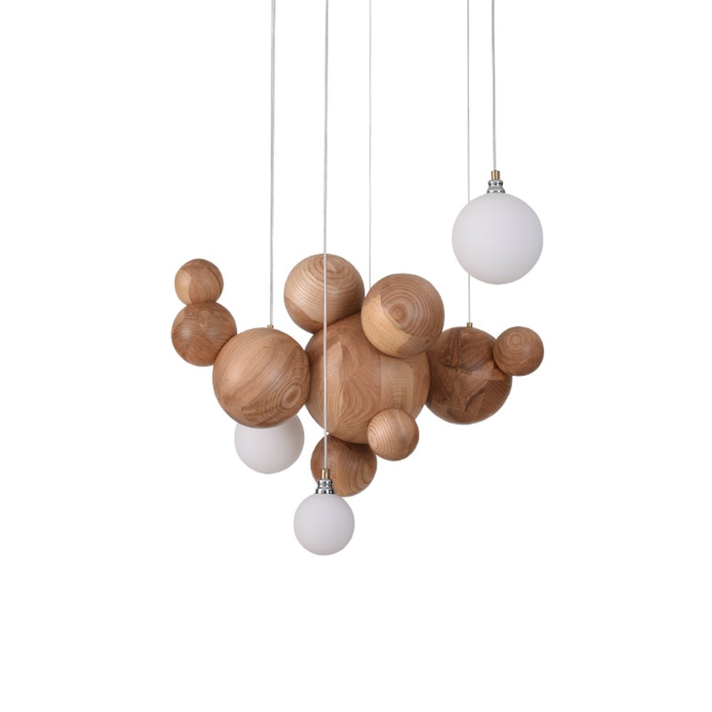 Elveraria Kroonluchter Hout & Acryl Bubbels Cluster