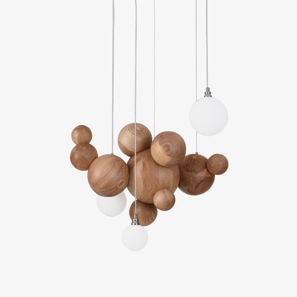 Elveraria Kroonluchter Hout & Acryl Bubbels Cluster