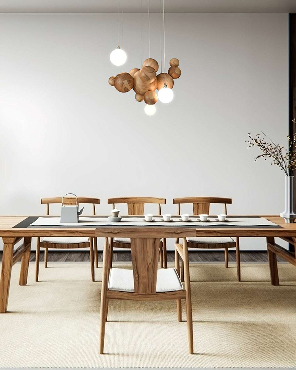 Elveraria Kroonluchter Hout & Acryl Bubbels Cluster