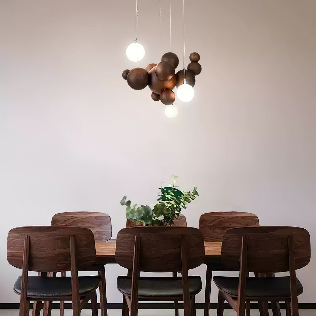 Elveraria Kroonluchter Hout & Acryl Bubbels Cluster