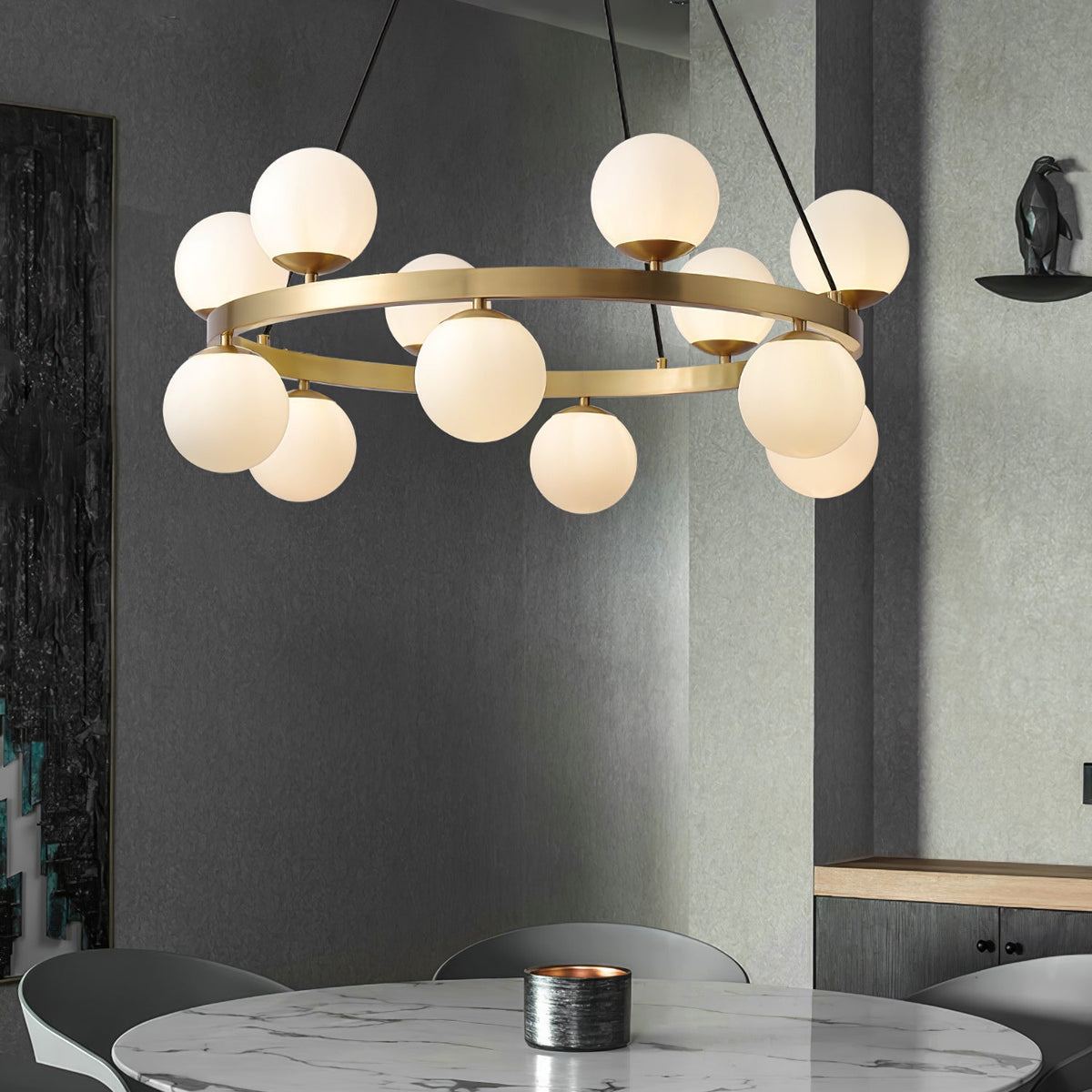 Aben Kroonluchter met messing Ring en bollen