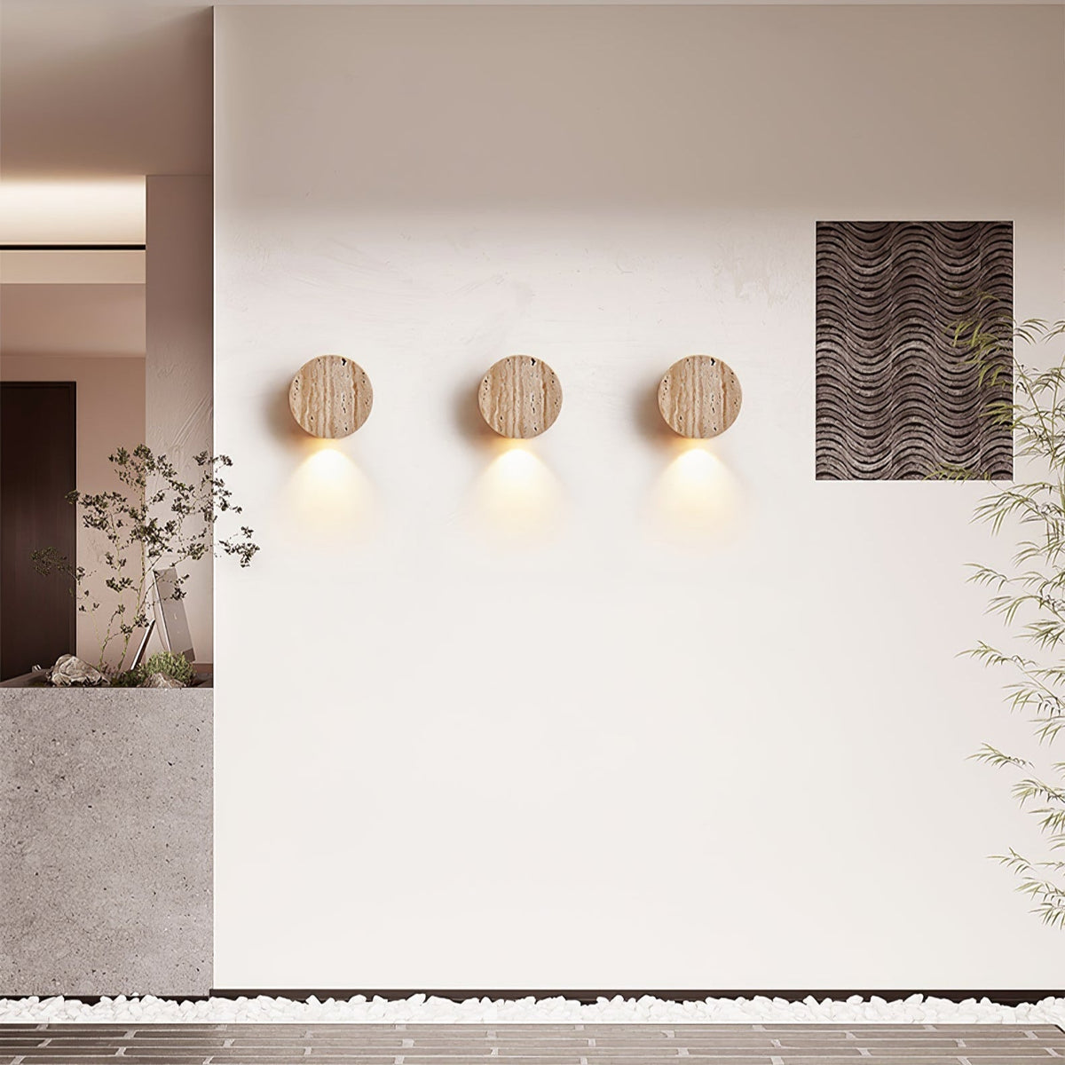 Jenthor wandlamp in geel travertin