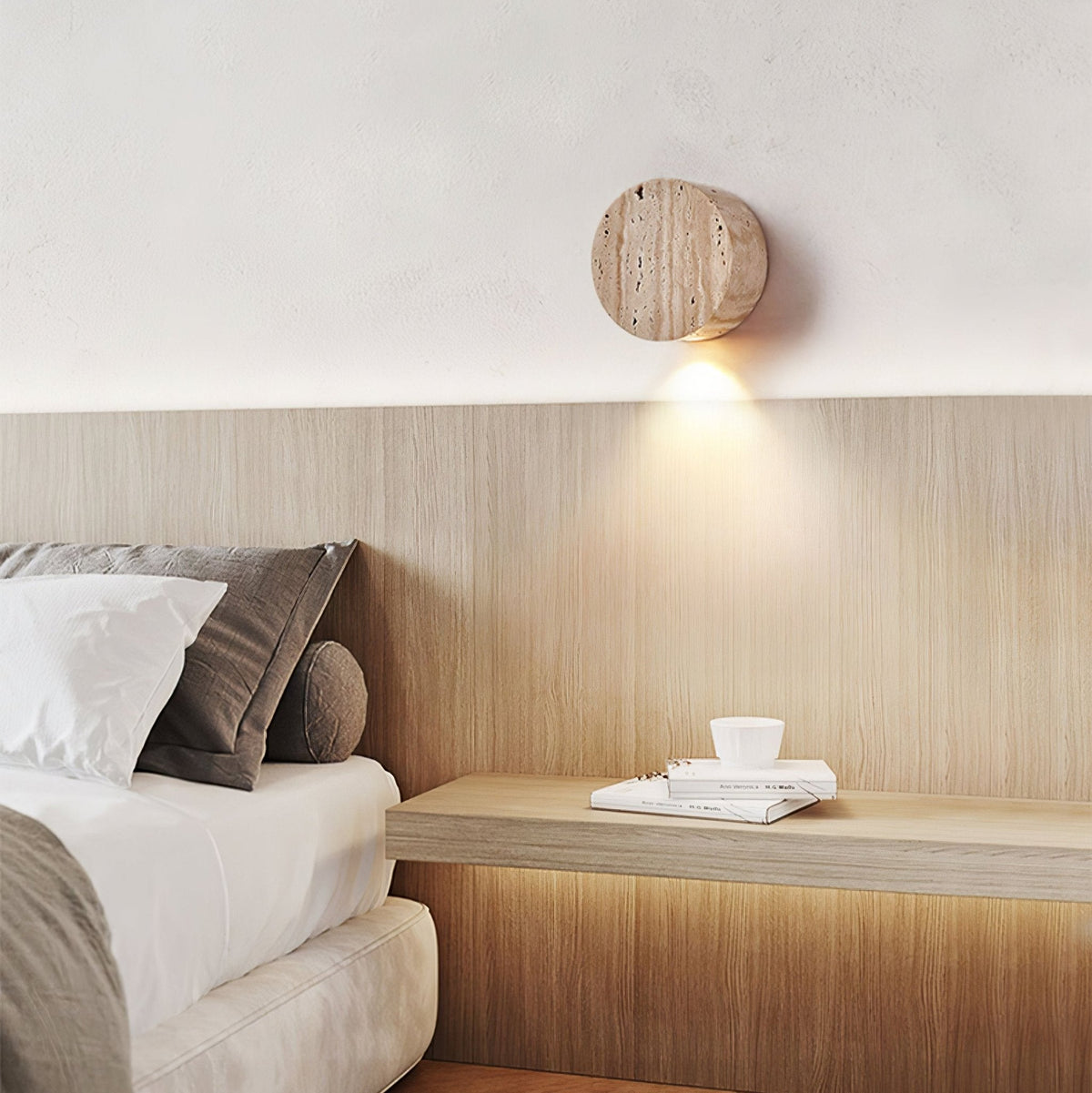 Jenthor wandlamp in geel travertin