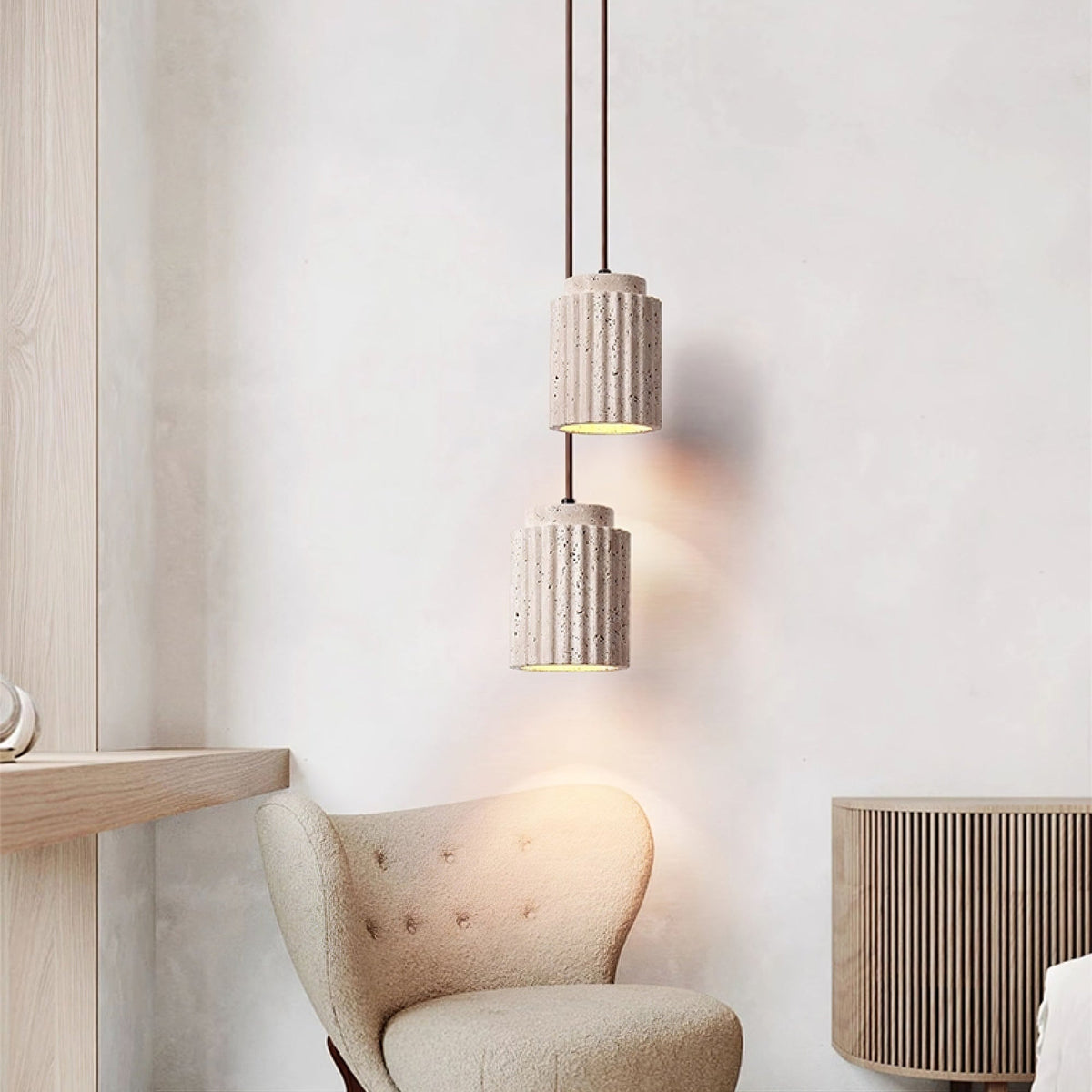 Serinaya hanglamp van geel travertin