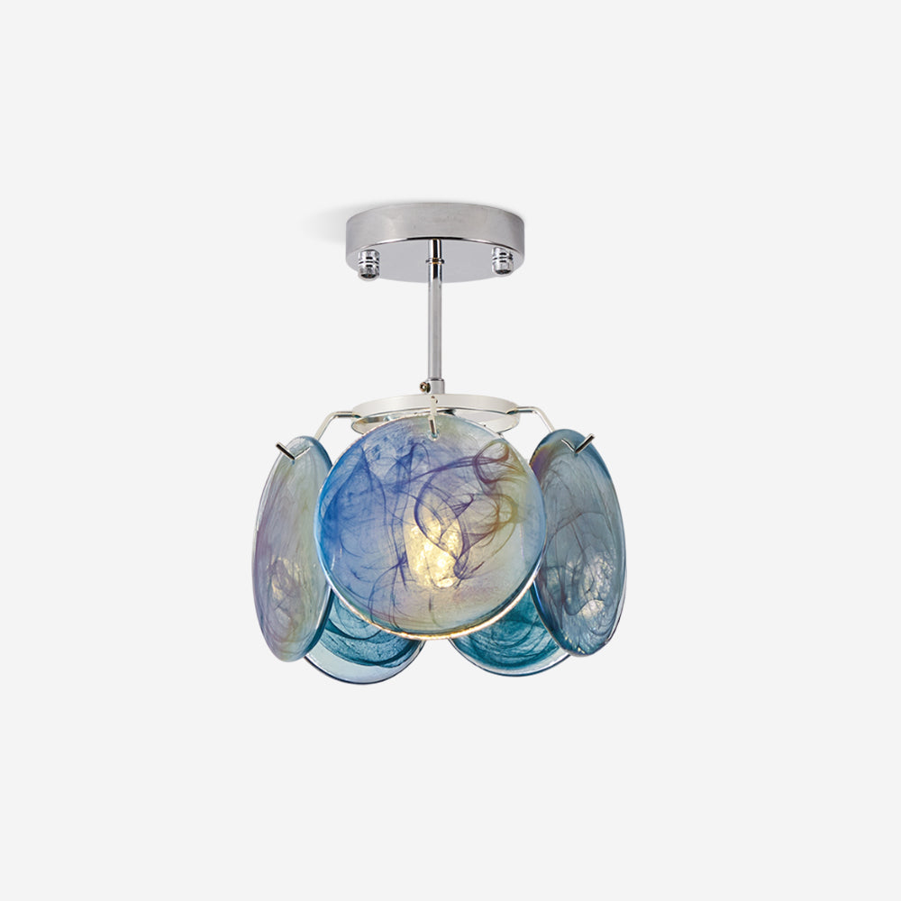 Lenira plafondlamp van glas blauw kunstglas modern