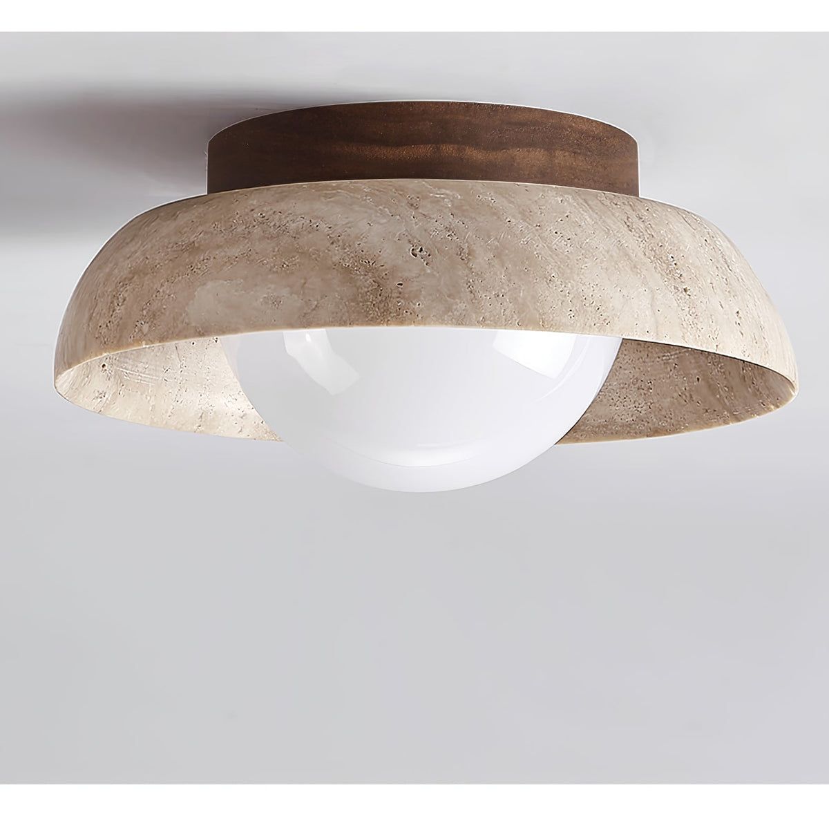 Anya Disc-koepelvormige travertin plafondlamp