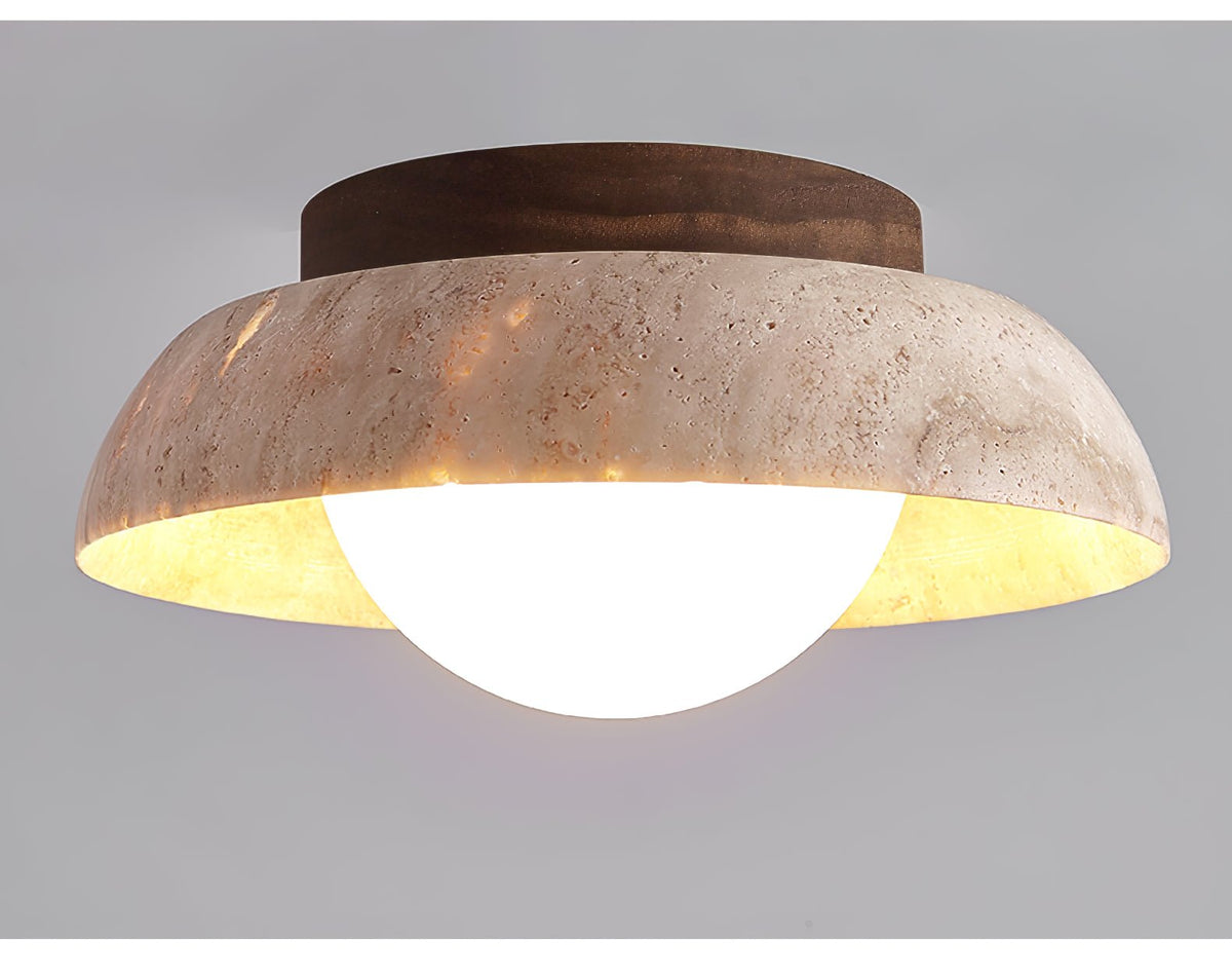 Anya Disc-koepelvormige travertin plafondlamp