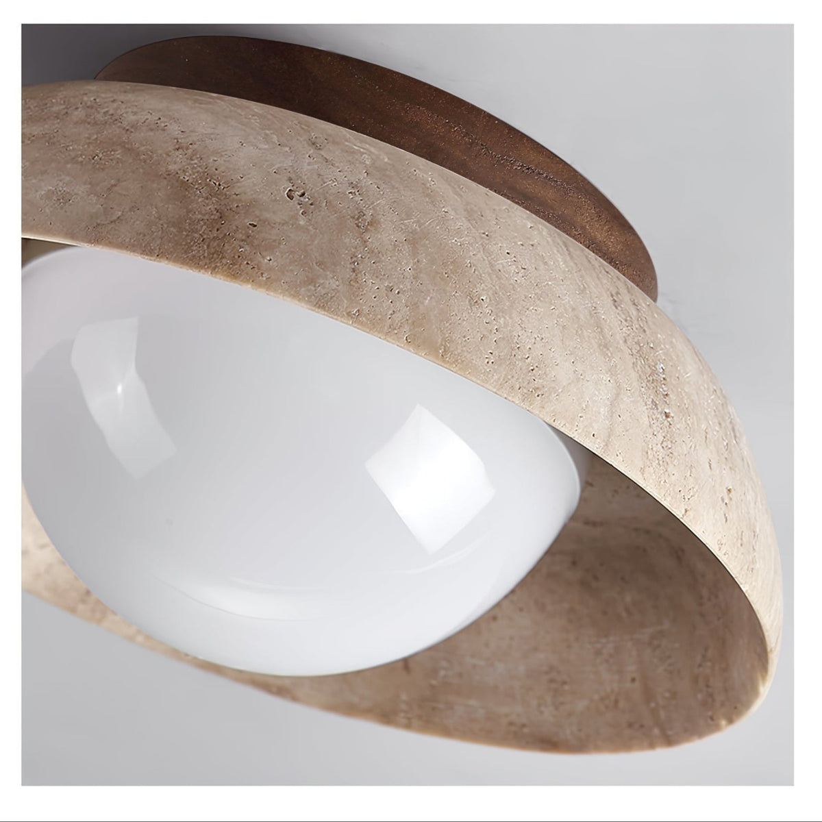 Anya Disc-koepelvormige travertin plafondlamp