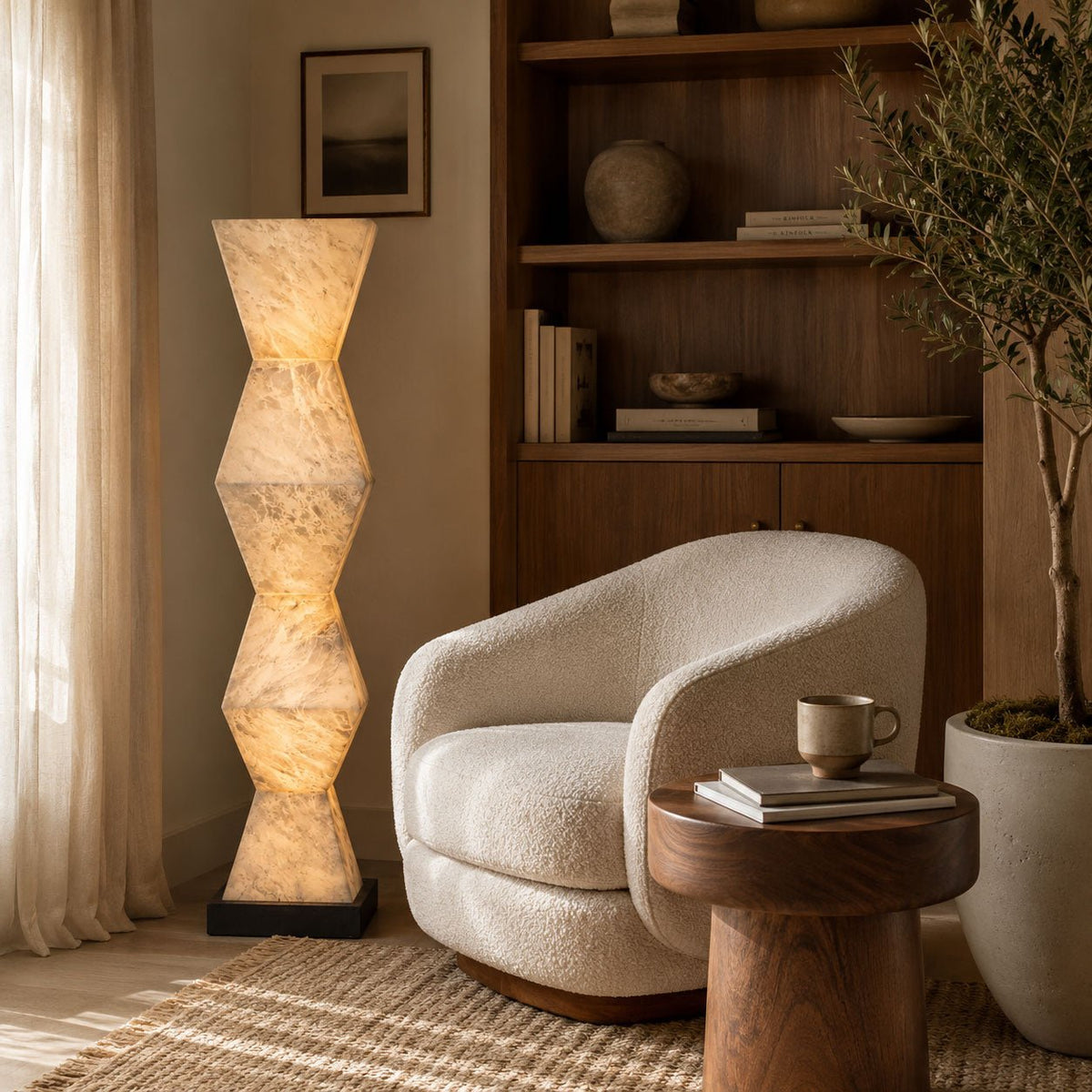 Nivuina vloerlamp met albasten voet