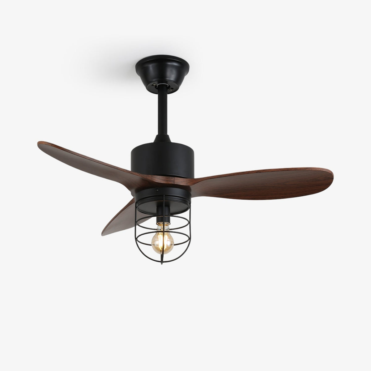 Brisora industriële plafondventilator met verlichting van walnoothout