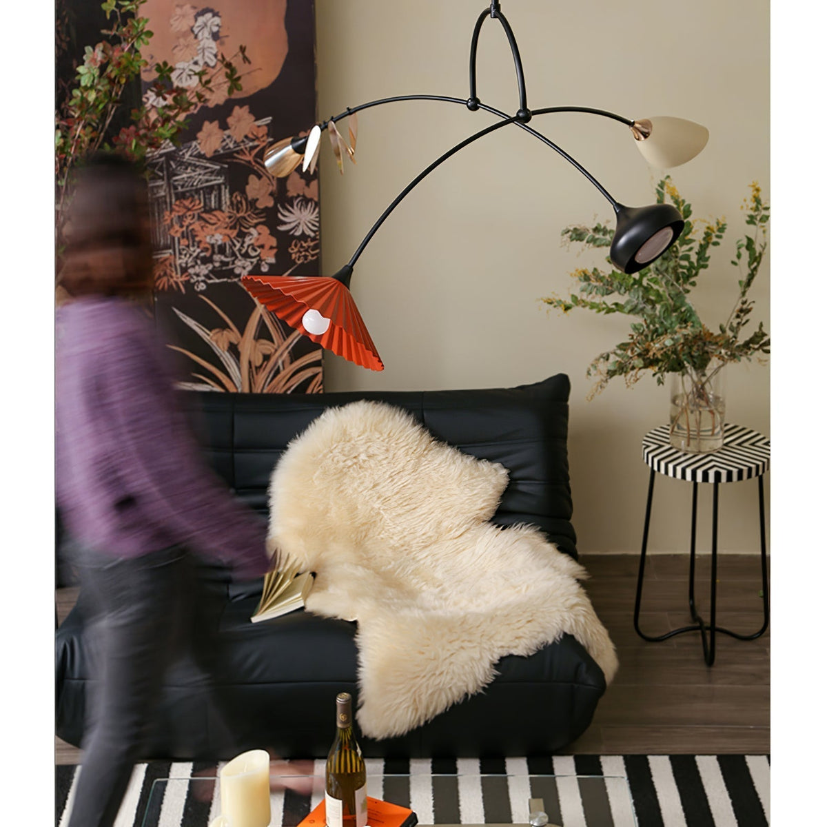 FloraCurv hanglamp met glas in oranje