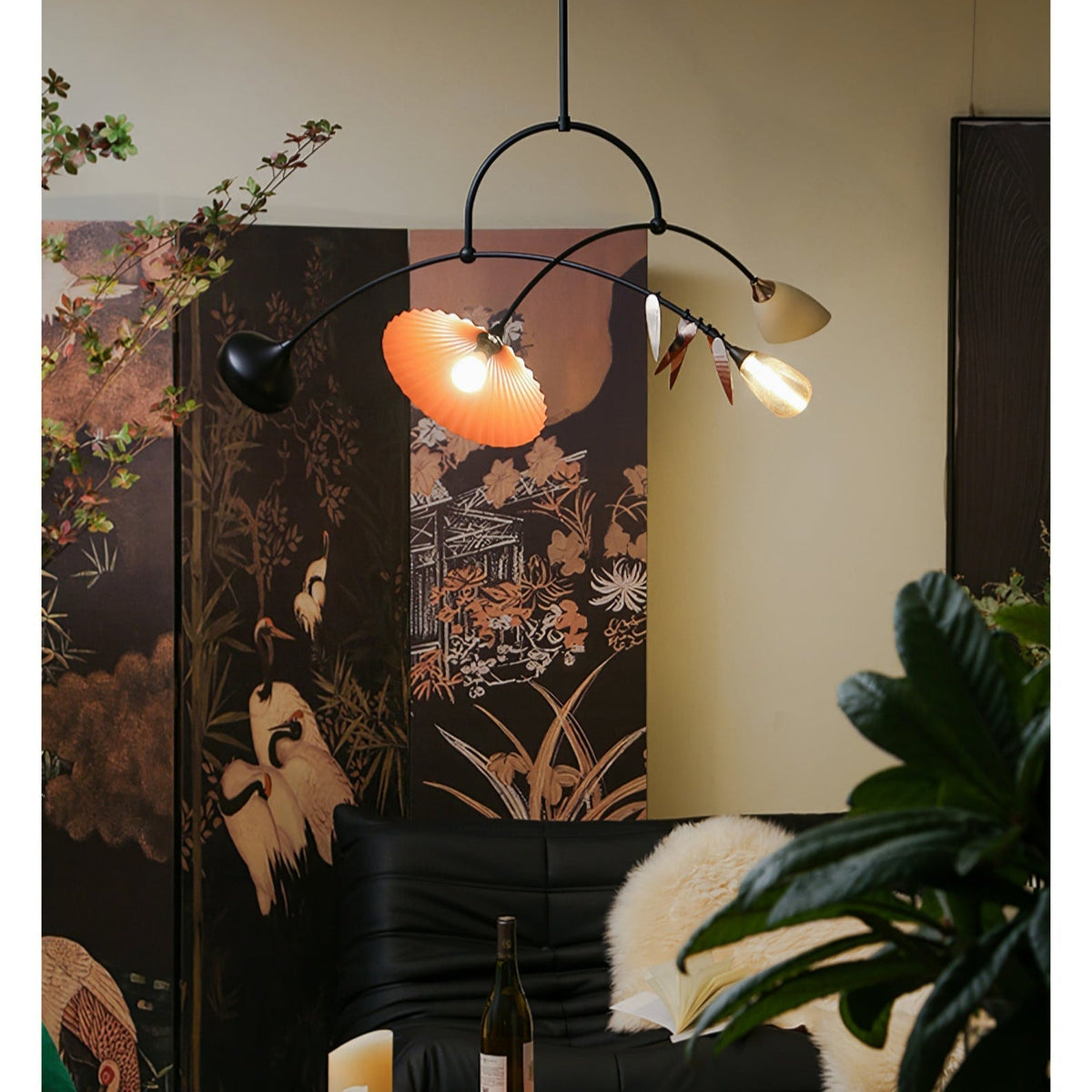 FloraCurv hanglamp met glas in oranje