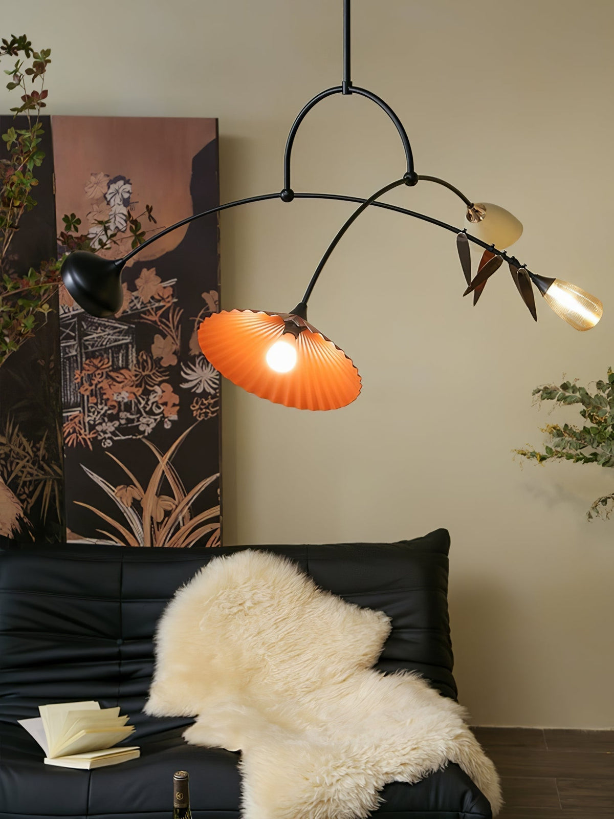 FloraCurv hanglamp met glas in oranje