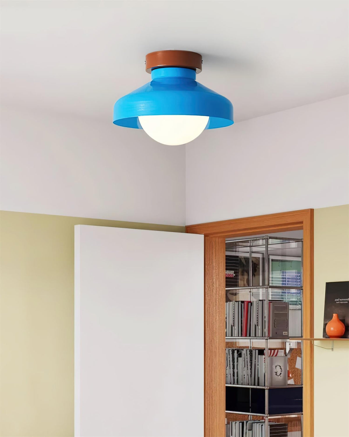 Valaneria blauwe plafondlamp met bolvormige kap