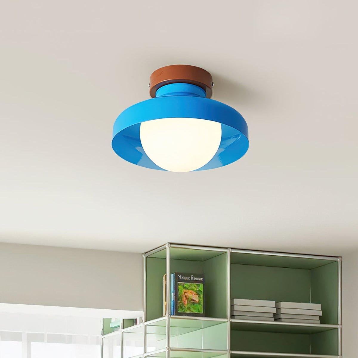 Valaneria blauwe plafondlamp met bolvormige kap