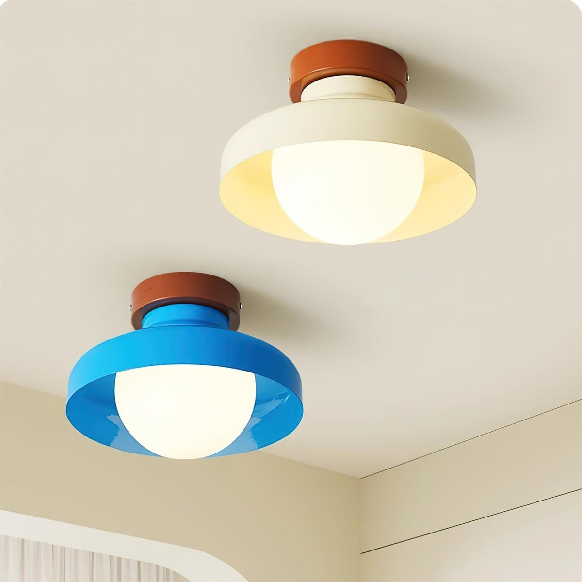 Valaneria blauwe plafondlamp met bolvormige kap
