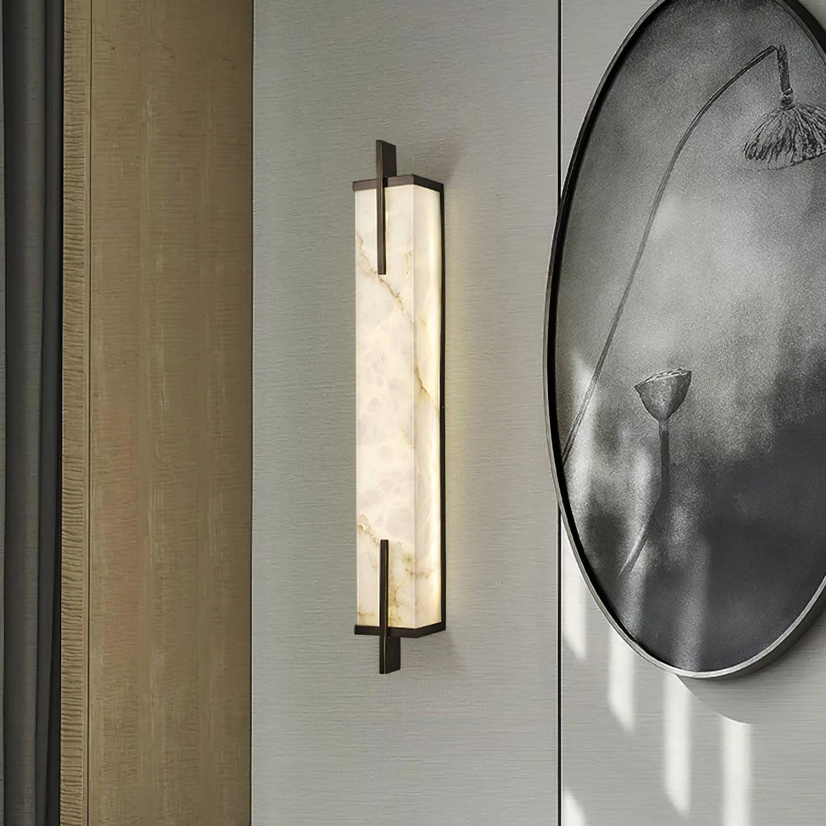Komino rechthoekige wandlamp in albast