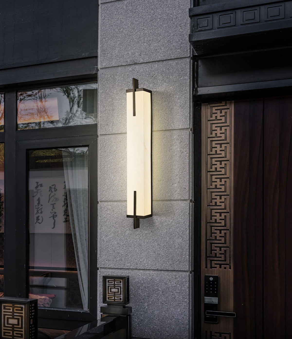 Komino rechthoekige wandlamp in albast