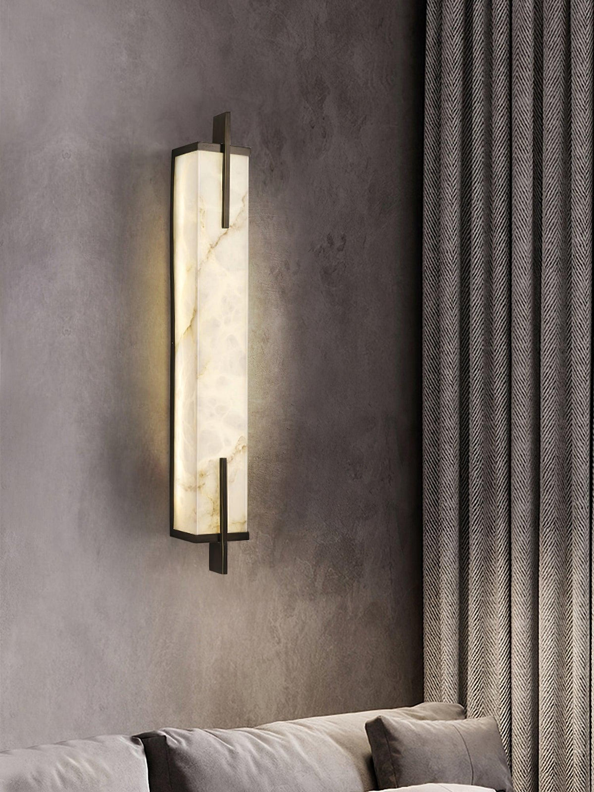 Komino rechthoekige wandlamp in albast