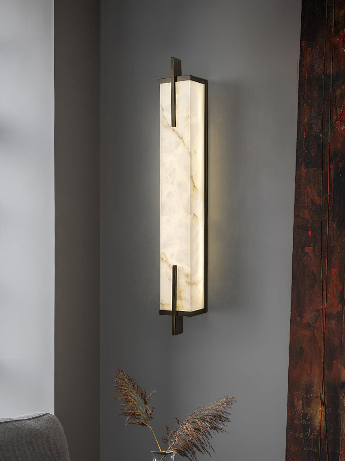 Komino rechthoekige wandlamp in albast