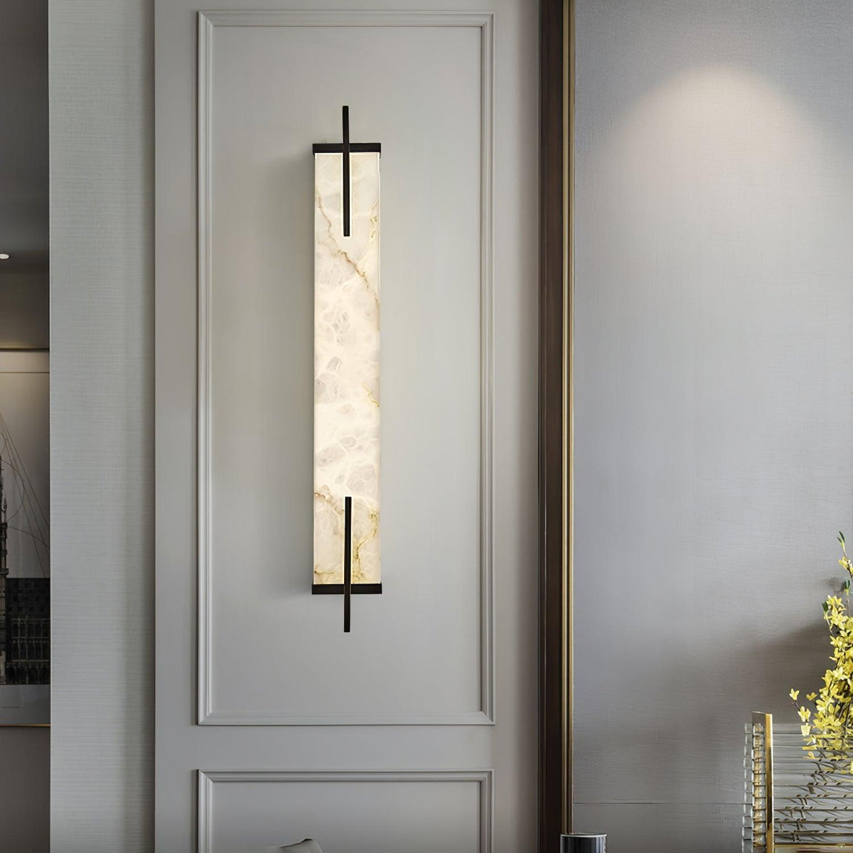 Komino rechthoekige wandlamp in albast