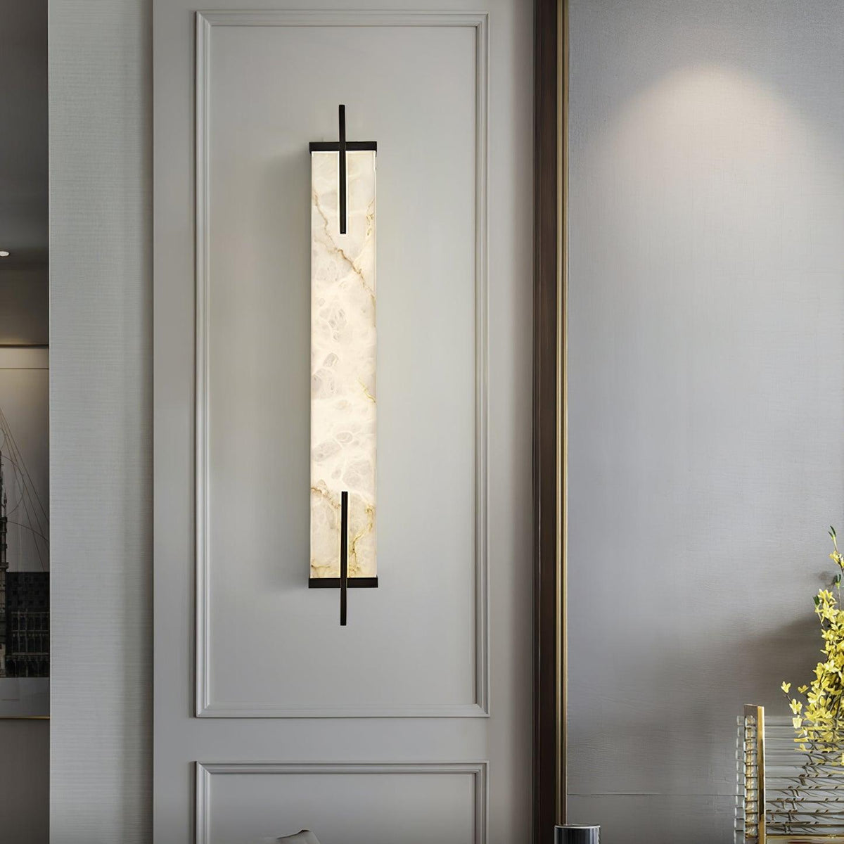 Komino rechthoekige wandlamp in albast