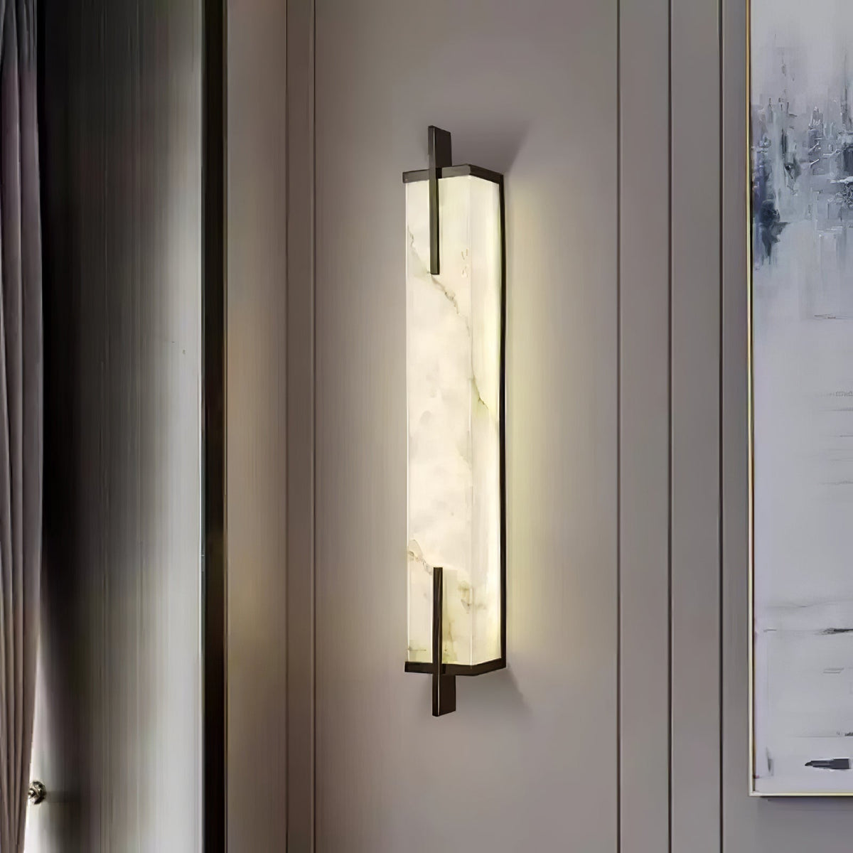 Komino rechthoekige wandlamp in albast
