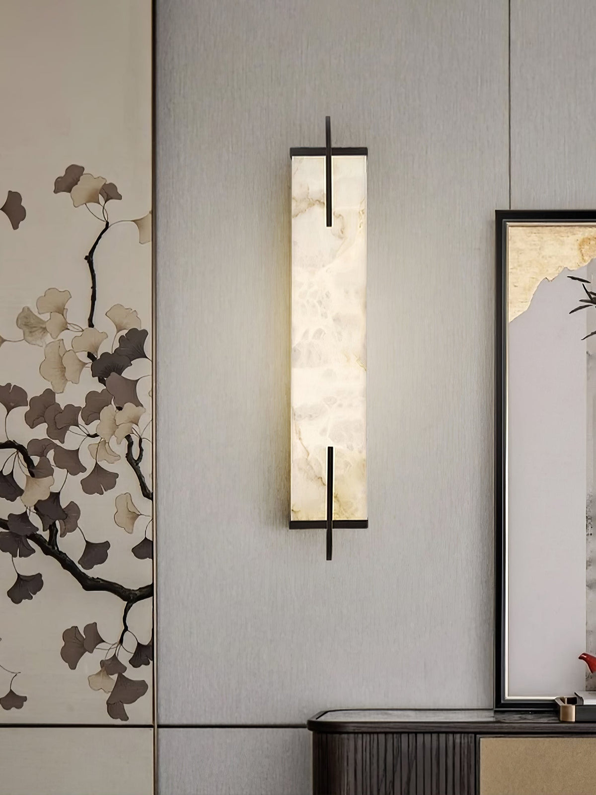 Komino rechthoekige wandlamp in albast