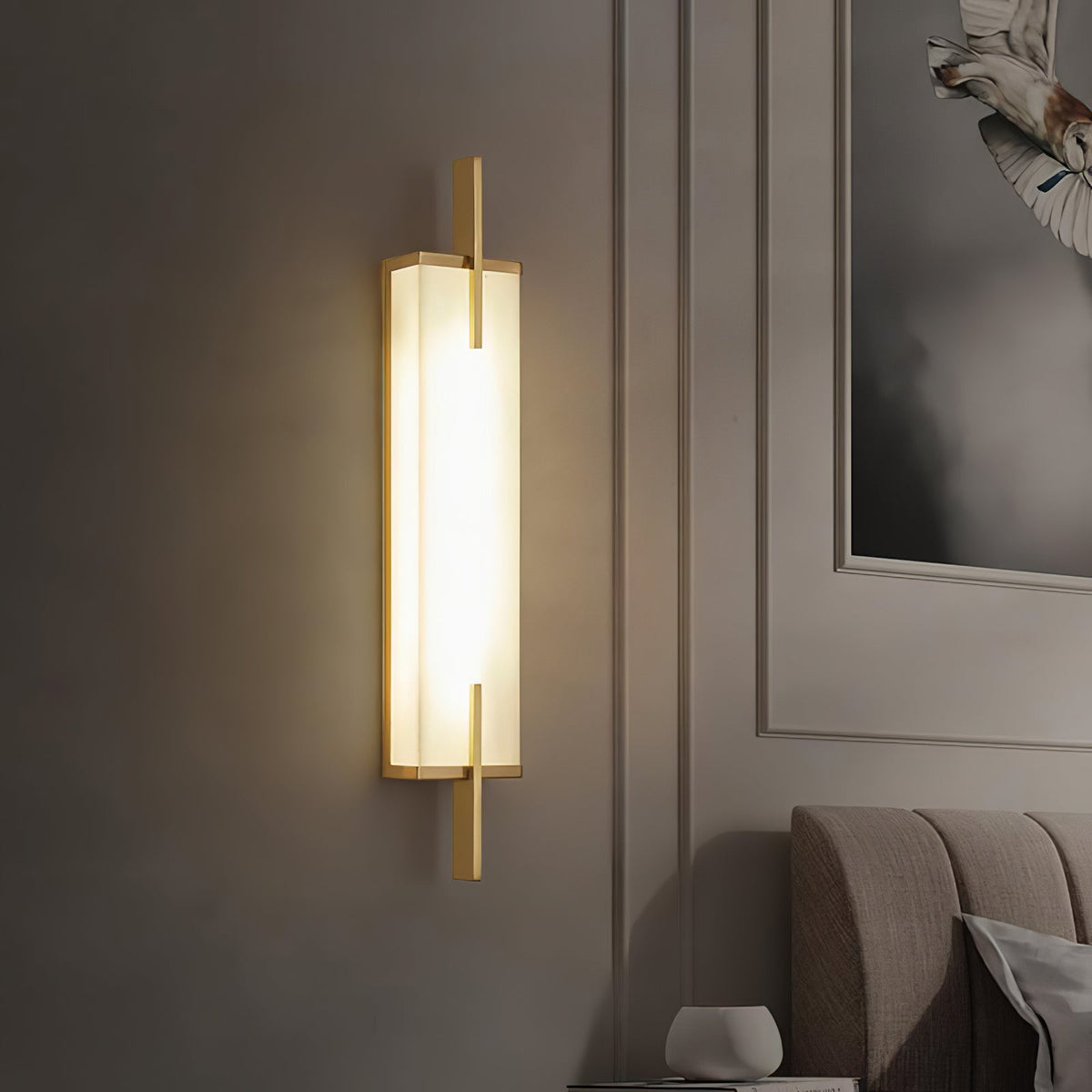 Komino rechthoekige wandlamp in albast