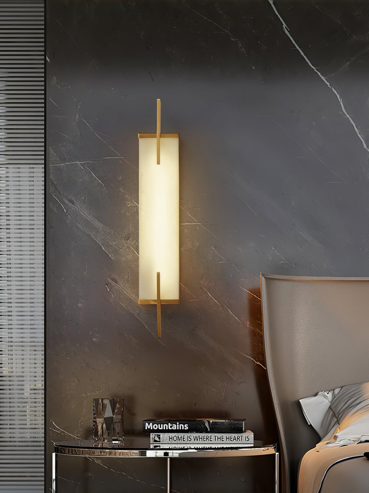 Komino rechthoekige wandlamp in albast