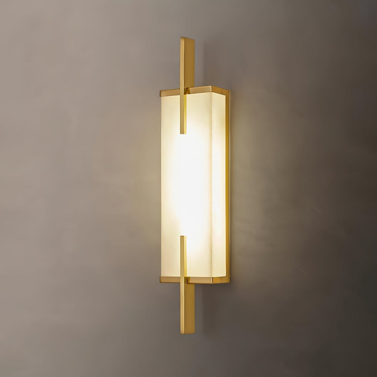 Komino rechthoekige wandlamp in albast