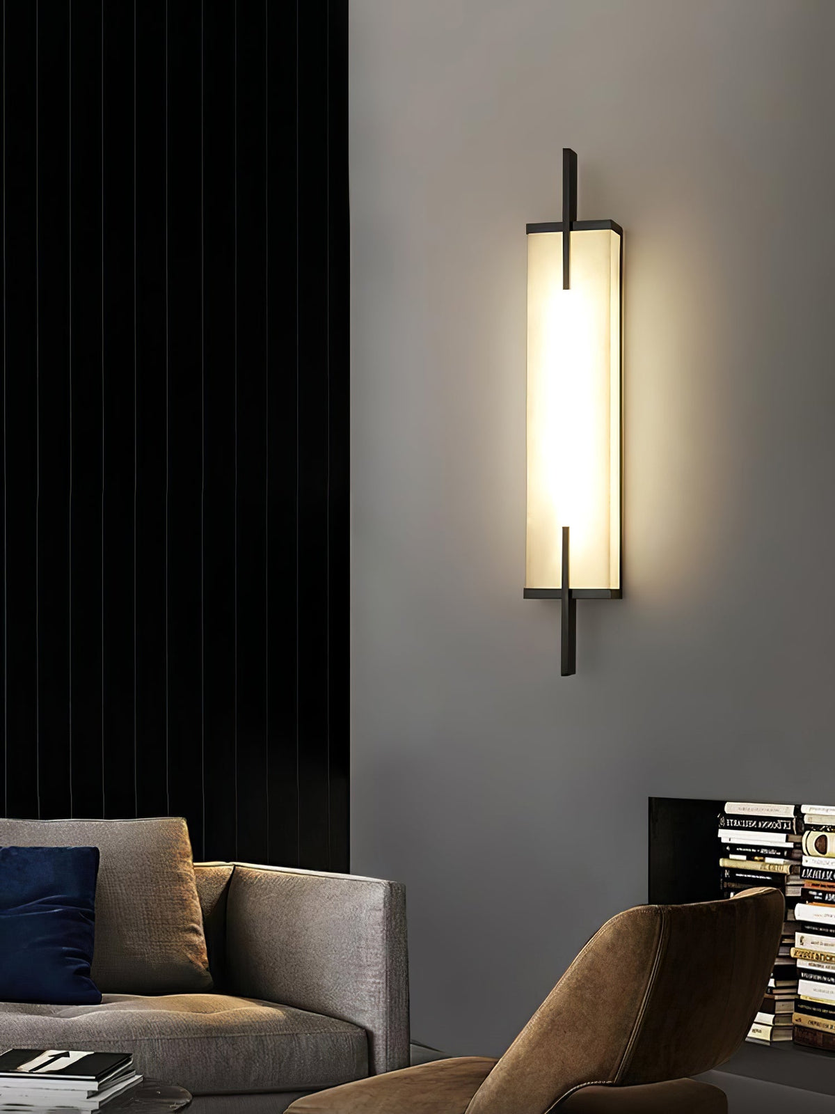 Komino rechthoekige wandlamp in albast