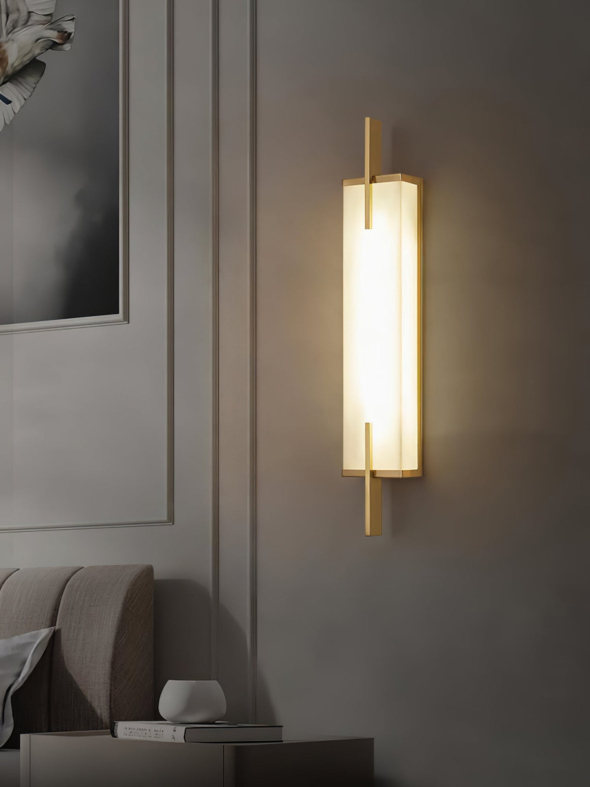 Komino rechthoekige wandlamp in albast
