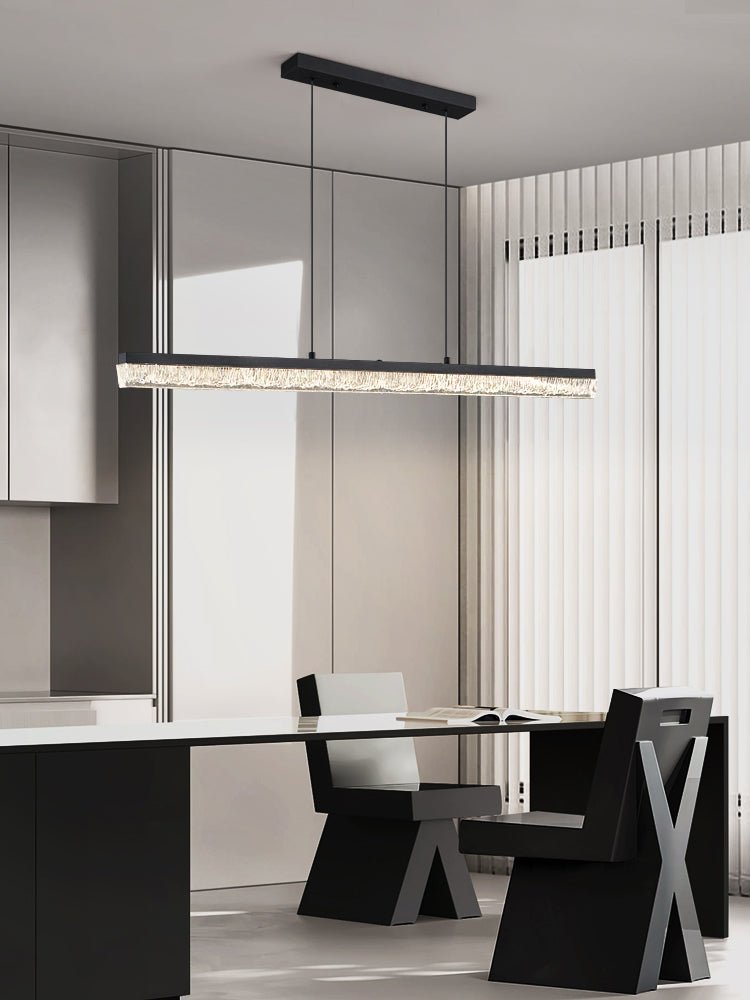 Veluielle hanglamp zwart acrylaat lineair