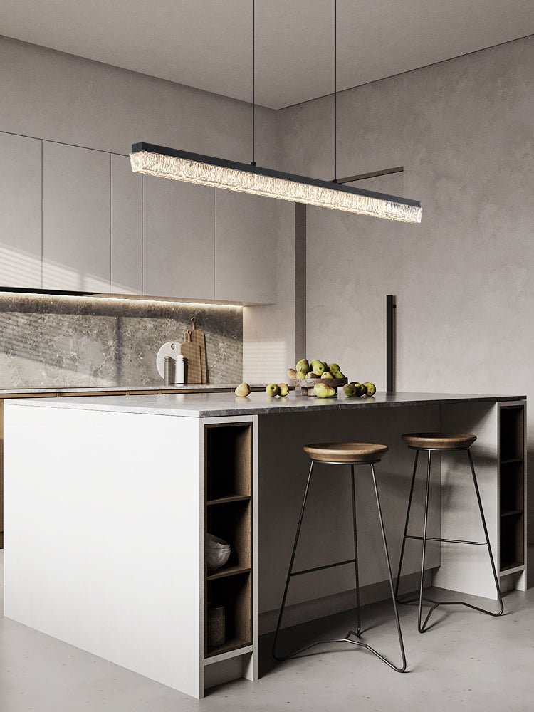 Veluielle hanglamp zwart acrylaat lineair