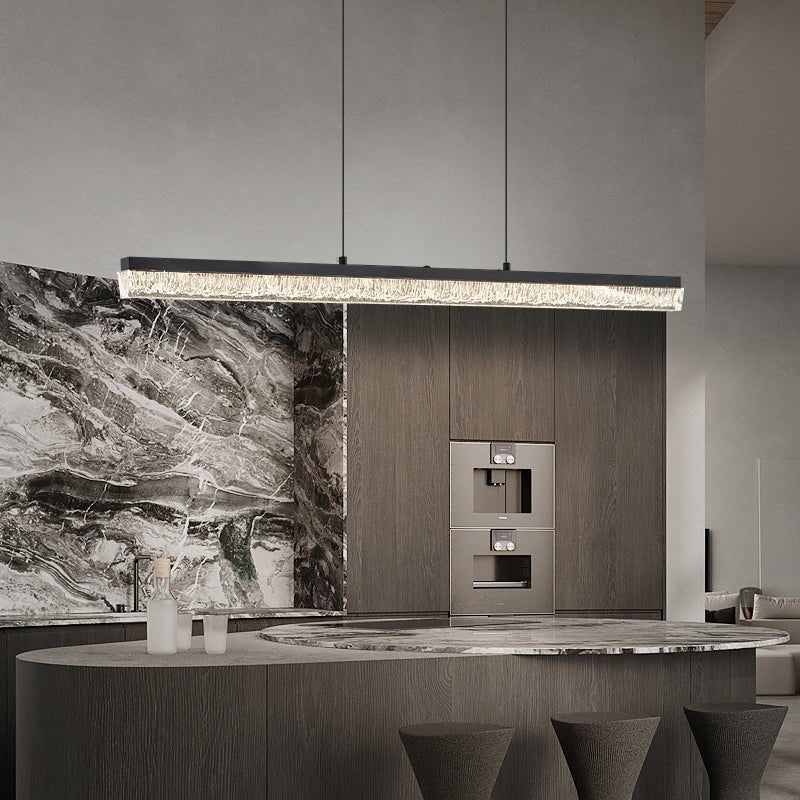 Veluielle hanglamp zwart acrylaat lineair