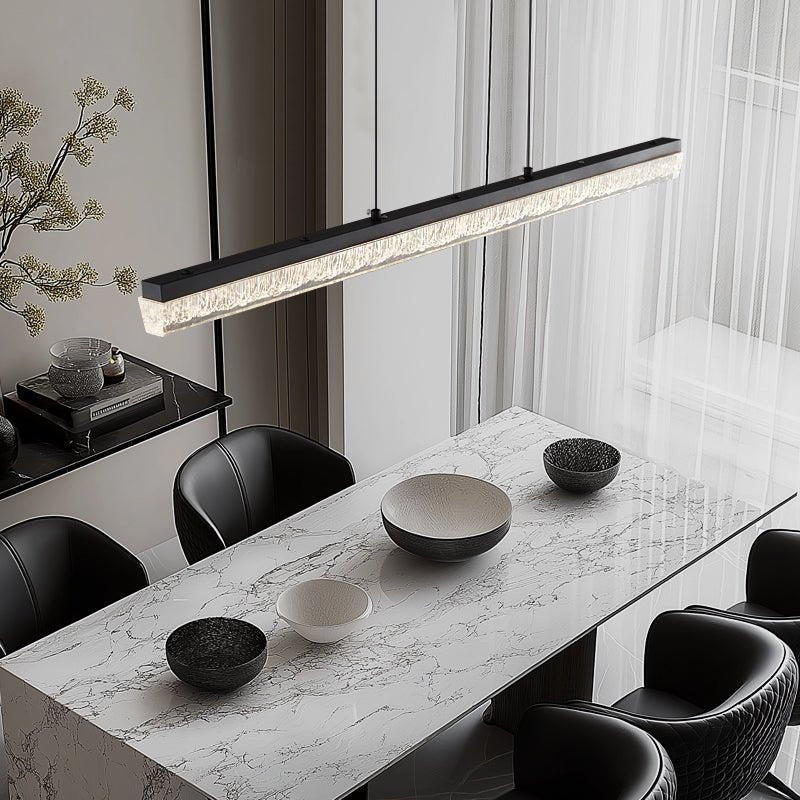 Veluielle hanglamp zwart acrylaat lineair