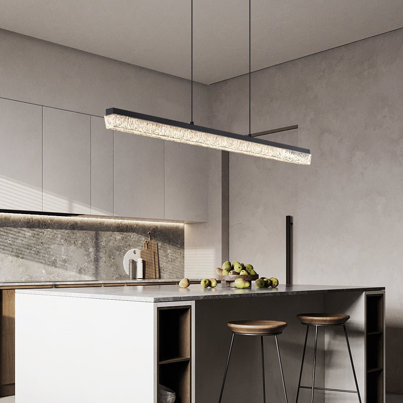 Veluielle hanglamp zwart acrylaat lineair